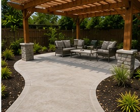Finished backyard concrete patio