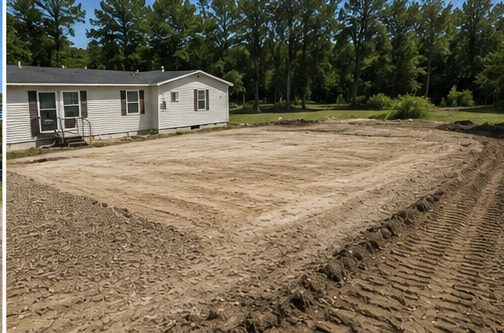 Cleared and graded site after demolition